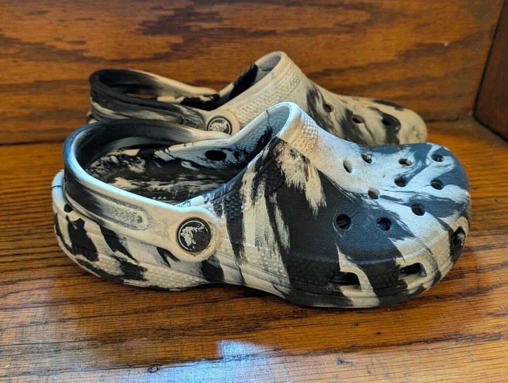 Crocs Shoes Youth Big Kids 3 Black Marbled Boys Girls